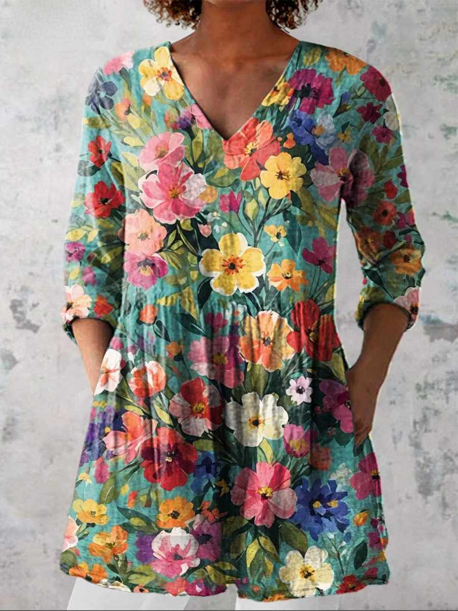 Nora | Lange Blouse met V-Hals