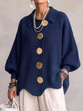 SABINE | OVERSIZED GEBREID VEST MET KRAAG EN GROTE KNOPEN