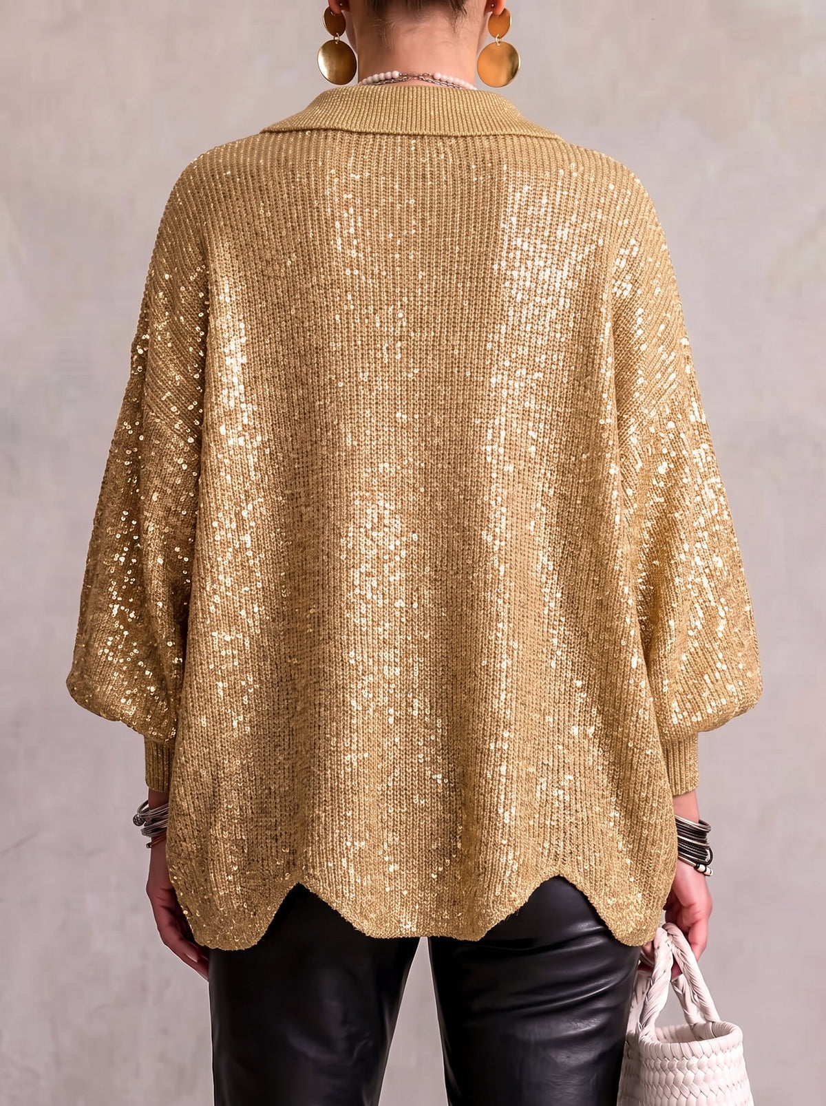 SABINE | OVERSIZED GEBREID VEST MET KRAAG EN GROTE KNOPEN