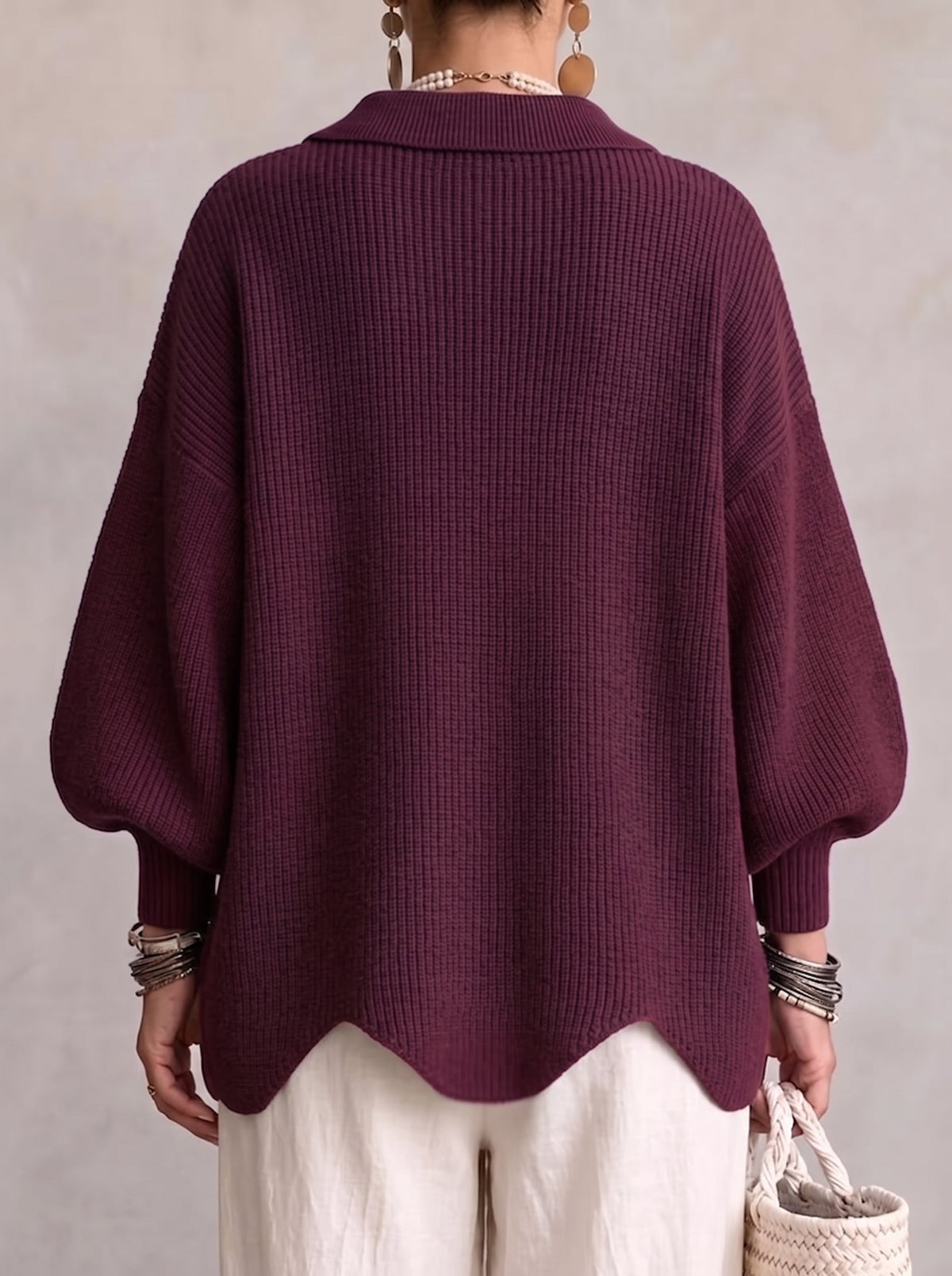 SABINE | OVERSIZED GEBREID VEST MET KRAAG EN GROTE KNOPEN