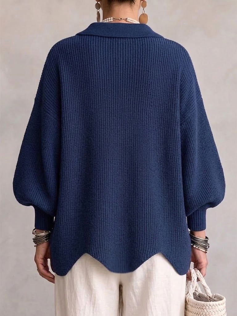 SABINE | OVERSIZED GEBREID VEST MET KRAAG EN GROTE KNOPEN