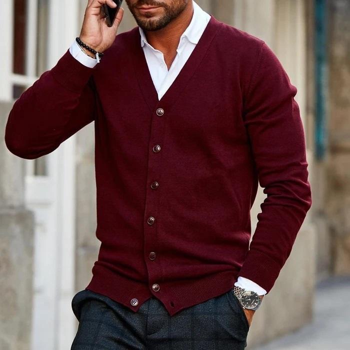 Stefan | Casual Vest Voor Heren - Donkerrood
